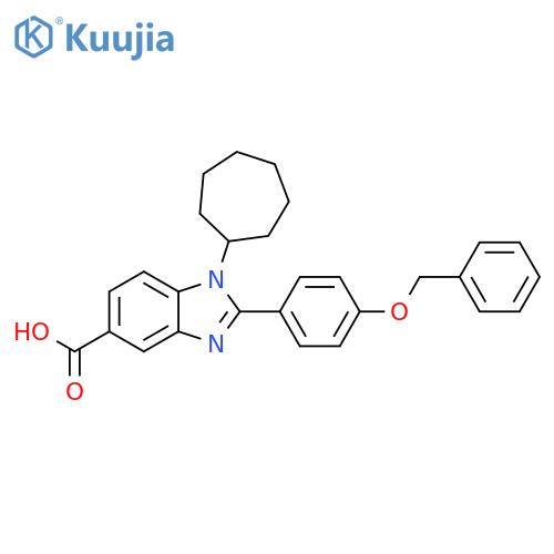 1H-Benzimidazole-5-carboxylic acid,1-cycloheptyl-2-[4-(phenylmethoxy)phenyl]- structure