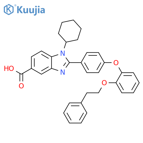 1H-Benzimidazole-5-carboxylic acid,1-cyclohexyl-2-[4-[2-(2-phenylethoxy)phenoxy]phenyl]- structure