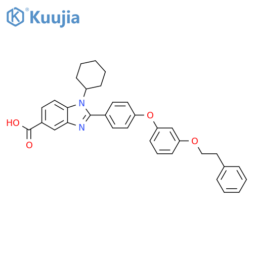 1H-Benzimidazole-5-carboxylic acid,1-cyclohexyl-2-[4-[3-(2-phenylethoxy)phenoxy]phenyl]- structure