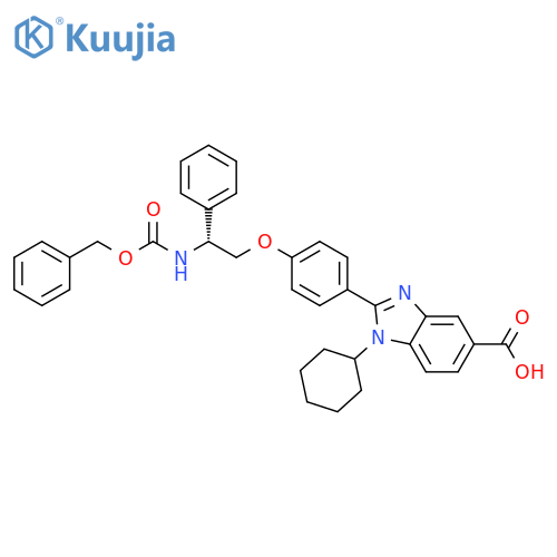 1H-Benzimidazole-5-carboxylic acid,1-cyclohexyl-2-[4-[(2R)-2-phenyl-2-[[(phenylmethoxy)carbonyl]amino]ethoxy]phenyl]- structure