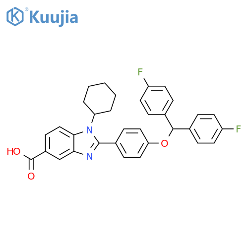 1H-Benzimidazole-5-carboxylic acid,2-[4-[bis(4-fluorophenyl)methoxy]phenyl]-1-cyclohexyl- structure