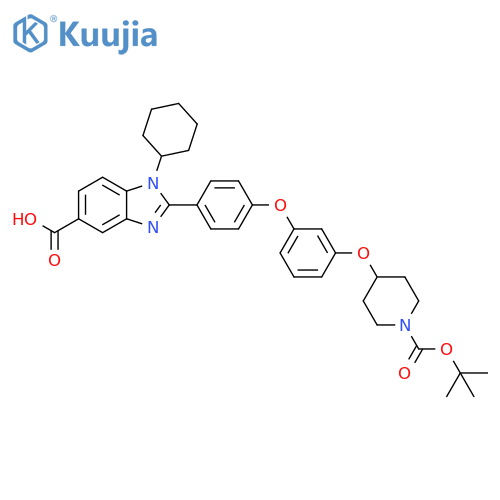 1H-Benzimidazole-5-carboxylic acid,1-cyclohexyl-2-[4-[3-[[1-[(1,1-dimethylethoxy)carbonyl]-4-piperidinyl]oxy]phenoxy]phenyl]- structure