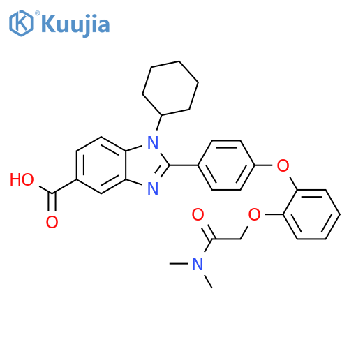 1H-Benzimidazole-5-carboxylic acid,1-cyclohexyl-2-[4-[2-[2-(dimethylamino)-2-oxoethoxy]phenoxy]phenyl]- structure
