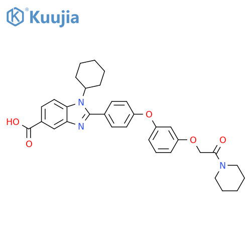 1H-Benzimidazole-5-carboxylic acid,1-cyclohexyl-2-[4-[3-[2-oxo-2-(1-piperidinyl)ethoxy]phenoxy]phenyl]- structure
