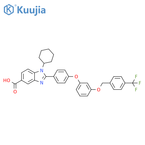 1H-Benzimidazole-5-carboxylic acid,1-cyclohexyl-2-[4-[3-[[4-(trifluoromethyl)phenyl]methoxy]phenoxy]phenyl]- structure