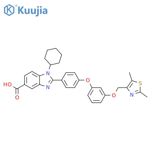 1H-Benzimidazole-5-carboxylic acid,1-cyclohexyl-2-[4-[3-[(2,5-dimethyl-4-thiazolyl)methoxy]phenoxy]phenyl]- structure