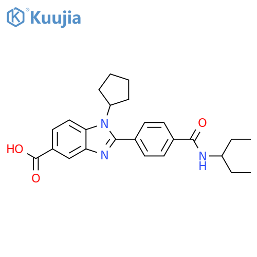1H-Benzimidazole-5-carboxylic acid,1-cyclopentyl-2-[4-[[(1-ethylpropyl)amino]carbonyl]phenyl]- structure