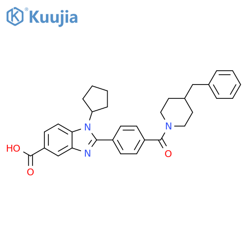 1H-Benzimidazole-5-carboxylic acid,1-cyclopentyl-2-[4-[[4-(phenylmethyl)-1-piperidinyl]carbonyl]phenyl]- structure