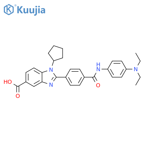 1H-Benzimidazole-5-carboxylic acid,1-cyclopentyl-2-[4-[[[4-(diethylamino)phenyl]amino]carbonyl]phenyl]- structure