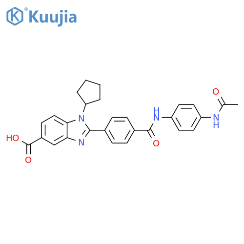 1H-Benzimidazole-5-carboxylic acid,2-[4-[[[4-(acetylamino)phenyl]amino]carbonyl]phenyl]-1-cyclopentyl- structure