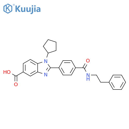 1H-Benzimidazole-5-carboxylic acid,1-cyclopentyl-2-[4-[[(2-phenylethyl)amino]carbonyl]phenyl]- structure