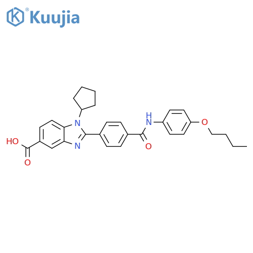 1H-Benzimidazole-5-carboxylic acid,2-[4-[[(4-butoxyphenyl)amino]carbonyl]phenyl]-1-cyclopentyl- structure