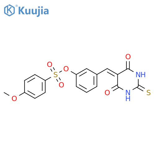 <br>3-[(4,6-dioxo-2-thioxotetrahydro-5(2H)-pyrimidinylidene)methyl]phenyl 4-met hoxybenzenesulfonate structure
