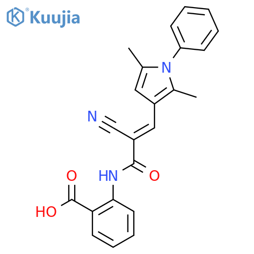 2-[2-cyano-3-(2,5-dimethyl-1-phenyl-1H-pyrrol-3-yl)prop-2-enamido]benzoic acid structure