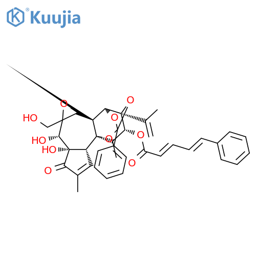 2,4-Pentadienoic acid,5-phenyl-,(2S,3aR,3bS,3cS,4aR,5S,5aS,8aR,8bR,9R,10R,10aS)-3a,3b,3c,4a,5,5a,8a,9,10,10a-decahydro-5,5a-dihydroxy-4a-(hydroxymethyl)-7,9-dimethyl-10a-(1-methylethenyl)-6-oxo-2-phenyl-6H-2,8b-epoxyoxireno[6,7]azuleno[5,4-e]-1,3-benzodioxol-10-ylester, (2E,4E)- structure