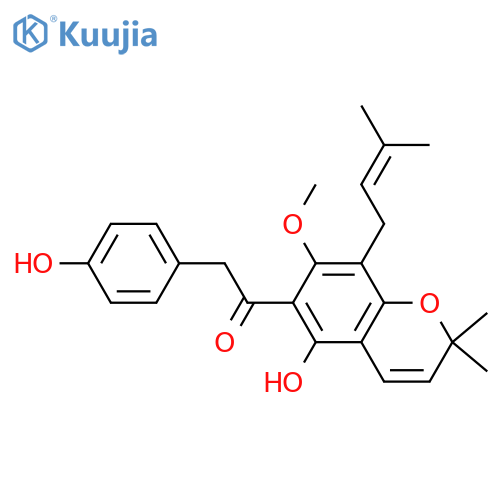 6,4'-Dihydroxy-3-(3,3-dimethylallyl)-2'',2''-dimethylchromene(5'',6'':5,4)-2-methoxy deoxybenzoin structure