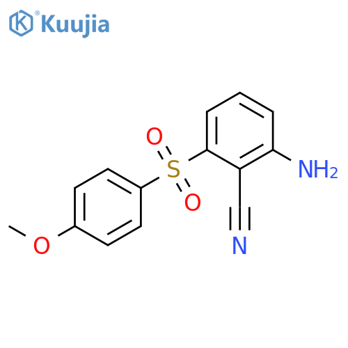 Benzonitrile, 2-amino-6-[(4-methoxyphenyl)sulfonyl]- structure