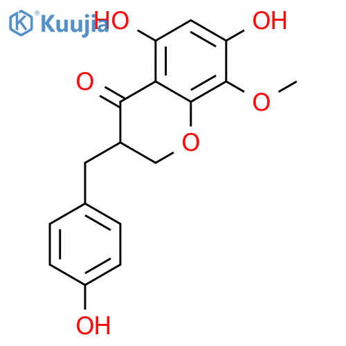 (+-)-5,7-Dihydroxy-8-methoxy-3-(4-hydroxybenzyl)-chroman-4-on structure