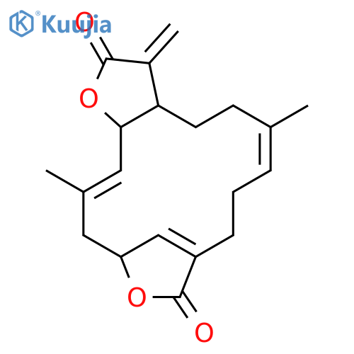 (3aR,6E,13R,15E,16aS)-6,15-dimethyl-3-methylidene-3a,4,5,8,9,13,14,16a-octahydro-13,10-(metheno)furo[2,3-f]oxacyclopentadecine-2,11(3H)-dione structure