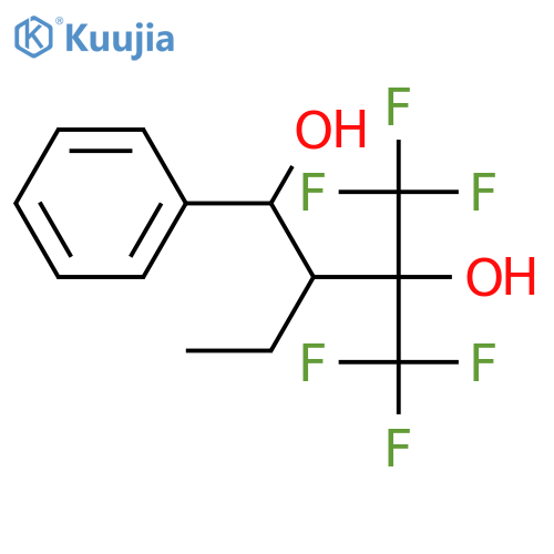 2-ethyl-4,4,4-trifluoro-1-phenyl-3-(trifluoromethyl)butane-1,3-diol structure