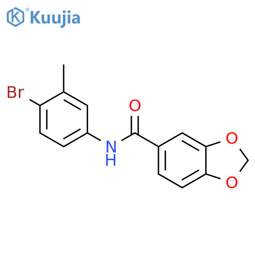 N-(4-bromo-3-methylphenyl)-1,3-benzodioxole-5-carboxamide structure