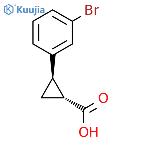 rac-(1R,2R)-2-(3-bromophenyl)cyclopropane-1-carboxylic acid structure