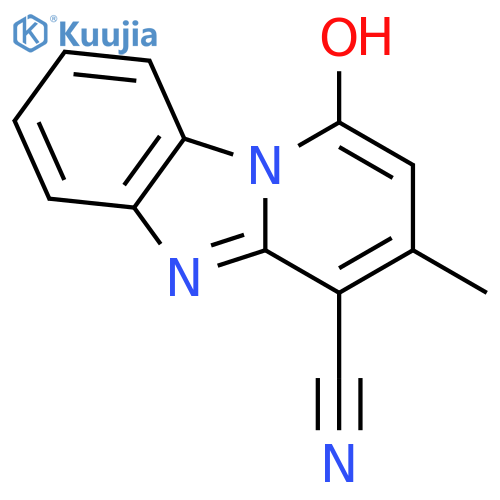 13-hydroxy-11-methyl-1,8-diazatricyclo7.4.0.0^{2,7}trideca-2,4,6,8,10,12-hexaene-10-carbonitrile structure