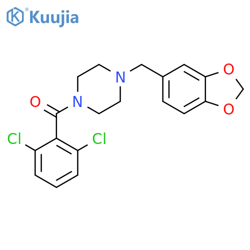 <br>(4-(benzo[d][1,3]dioxol-5-ylmethyl)piperazin-1-yl)(2,6-dichlorophenyl)metha none structure
