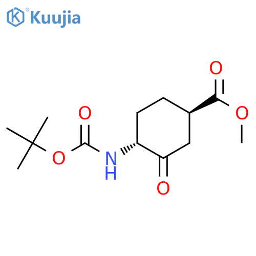 methyl trans-4-{[(tert-butoxy)carbonyl]amino}-3-oxocyclohexane-1-carboxylate structure