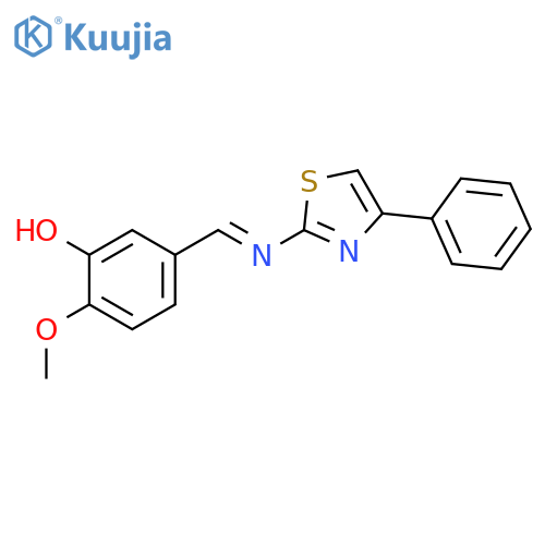 Phenol, 2-methoxy-5-[[(4-phenyl-2-thiazolyl)imino]methyl]- structure