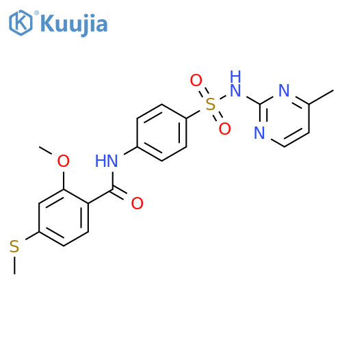 <br>2-methoxy-N-(4-(N-(4-methylpyrimidin-2-yl)sulfamoyl)phenyl)-4-(methylthio)b enzamide structure