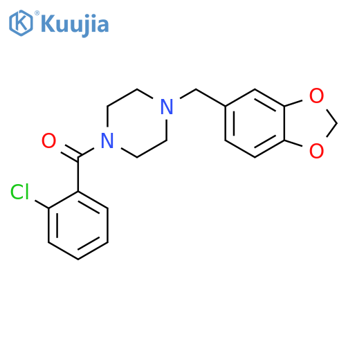 (4-(benzo[d][1,3]dioxol-5-ylmethyl)piperazin-1-yl)(2-chlorophenyl)methanone structure