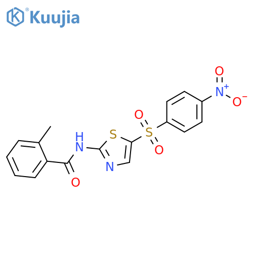 2-methyl-N-5-(4-nitrobenzenesulfonyl)-1,3-thiazol-2-ylbenzamide structure
