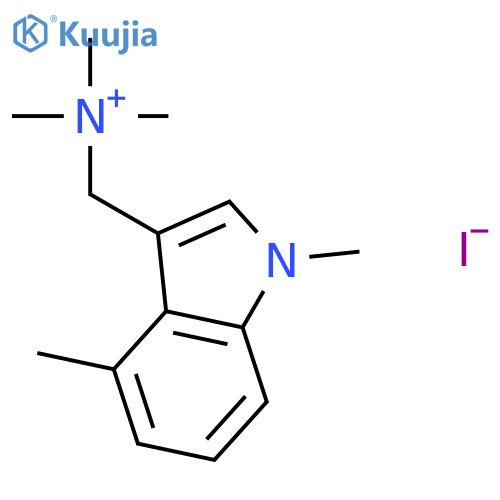 1H-Indole-3-methanaminium, N,N,N,1,4-pentamethyl-, iodide structure