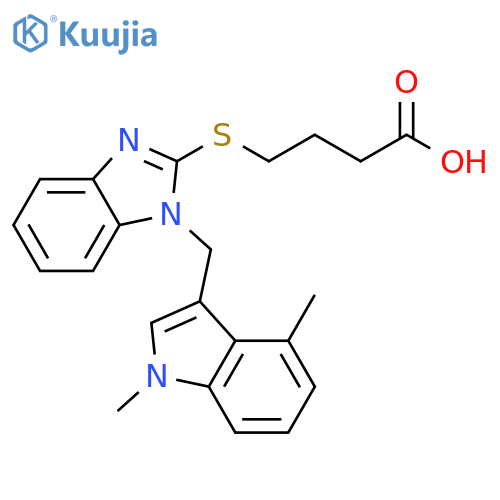 Butanoic acid,4-[[1-[(1,4-dimethyl-1H-indol-3-yl)methyl]-1H-benzimidazol-2-yl]thio]- structure