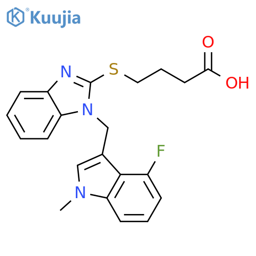 Butanoic acid,4-[[1-[(4-fluoro-1-methyl-1H-indol-3-yl)methyl]-1H-benzimidazol-2-yl]thio]- structure