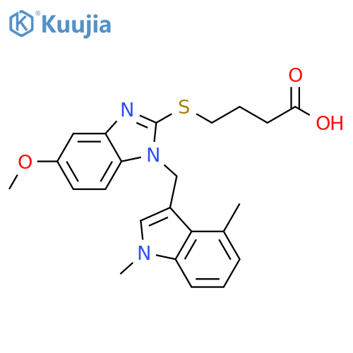 Butanoic acid,4-[[1-[(1,4-dimethyl-1H-indol-3-yl)methyl]-5-methoxy-1H-benzimidazol-2-yl]thio]- structure