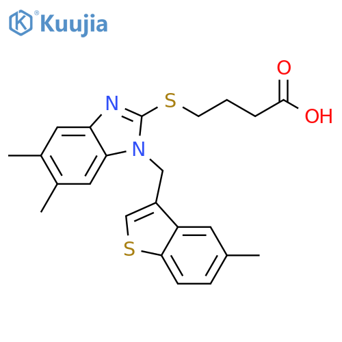 Butanoic acid,4-[[5,6-dimethyl-1-[(5-methylbenzo[b]thien-3-yl)methyl]-1H-benzimidazol-2-yl]thio]- structure