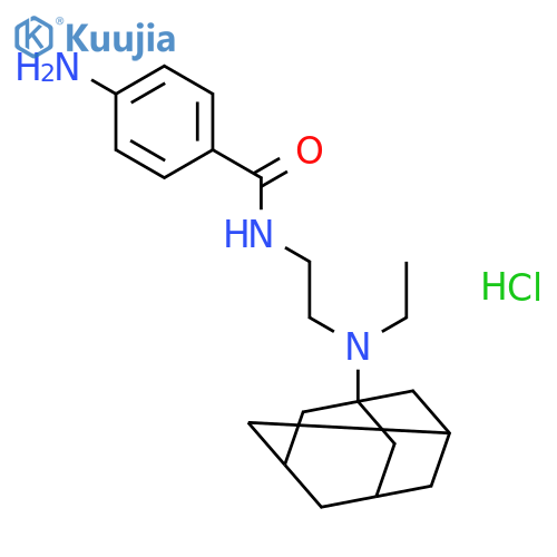 4-amino-N-{2-[ethyl(tricyclo[3.3.1.1~3,7~]dec-1-yl)amino]ethyl}benzamide hydrochloride (1:1) structure