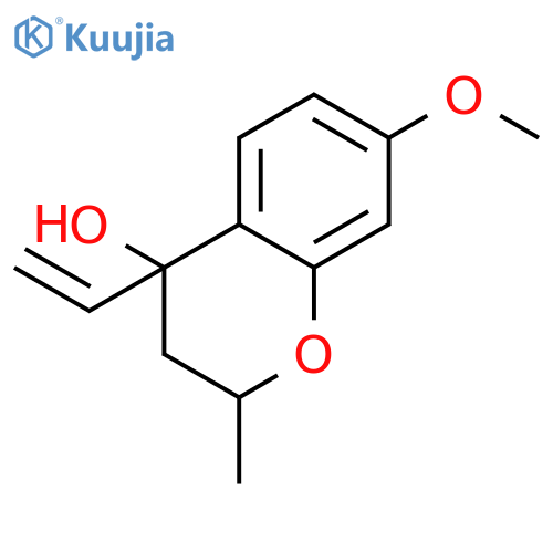 2H-1-Benzopyran-4-ol, 4-ethenyl-3,4-dihydro-7-methoxy-2-methyl- structure