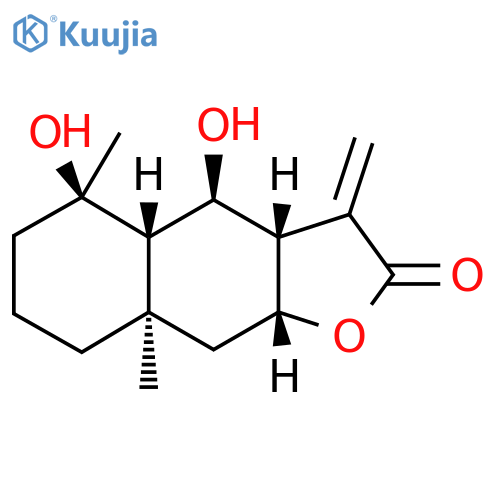 4α,6α-Dihydroxyeudesm-11(13)-en-12,8β-olide structure