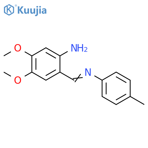 Benzenamine, 4,5-dimethoxy-2-[[(4-methylphenyl)imino]methyl]- structure