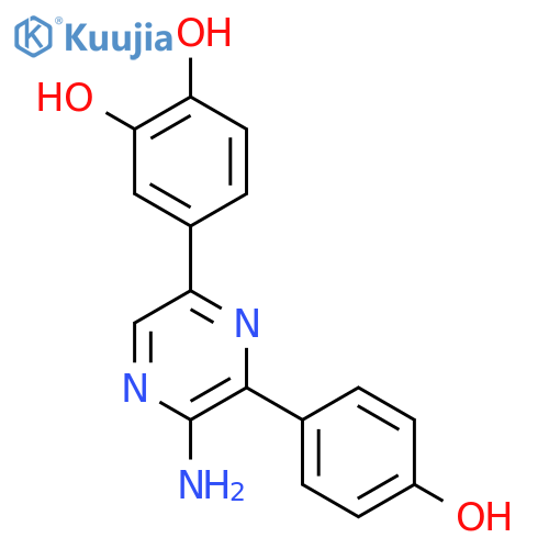 1,2-Benzenediol, 4-[5-amino-6-(4-hydroxyphenyl)pyrazinyl]- structure