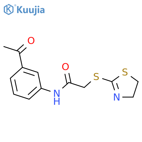 N-(3-acetylphenyl)-2-(4,5-dihydro-1,3-thiazol-2-ylsulfanyl)acetamide structure