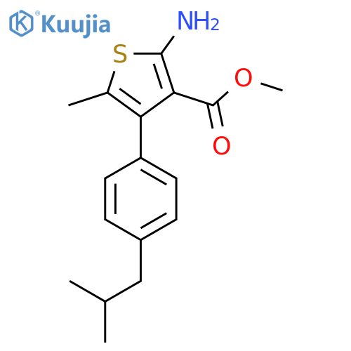 Methyl 2-amino-4-(4-isobutylphenyl)-5-methylthiophene-3-carboxylate structure