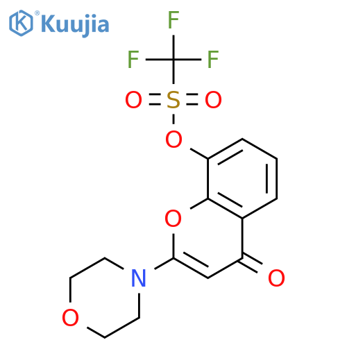 Methanesulfonic acid, trifluoro-,2-(4-morpholinyl)-4-oxo-4H-1-benzopyran-8-yl ester structure