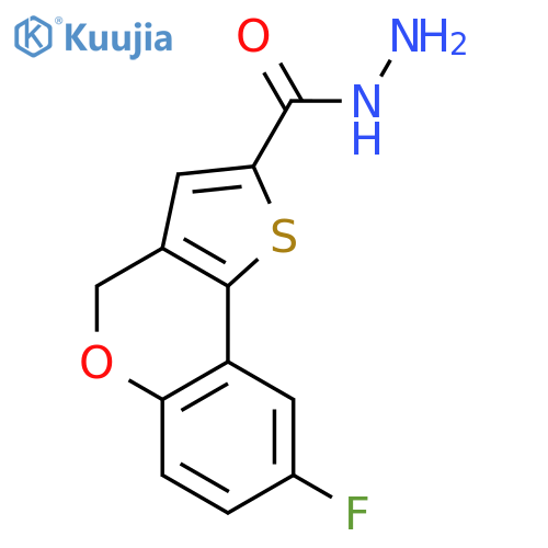 4H-Thieno[3,2-c][1]benzopyran-2-carboxylicacid, 8-fluoro-, hydrazide structure