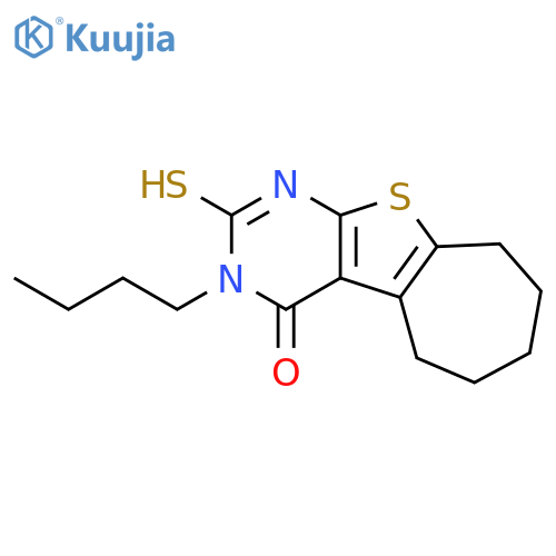 <br>3-butyl-2-mercapto-3,5,6,7,8,9-hexahydro-4H-cyclohepta[4,5]thieno[2,3-d]pyr imidin-4-one structure