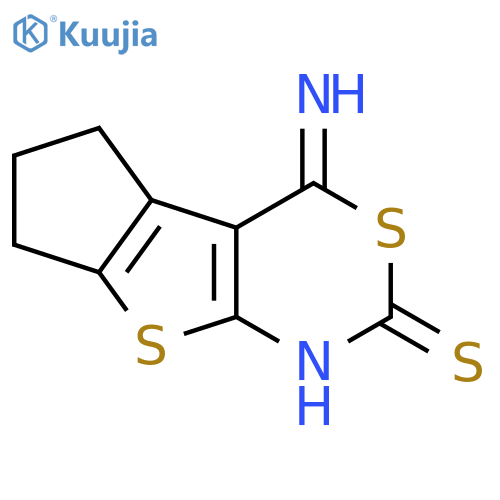 4-Imino-2,3,4,7-tetrahydro-1H-5,8-dithia-7-aza-cyclopenta[a]indene-6-thione structure