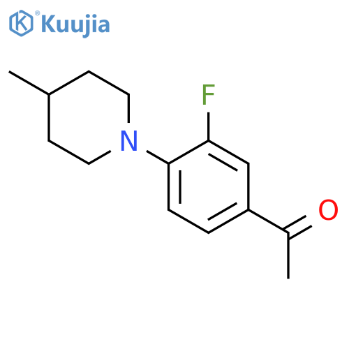 1-3-Fluoro-4-(4-methylpiperidin-1-yl)phenylethanone structure
